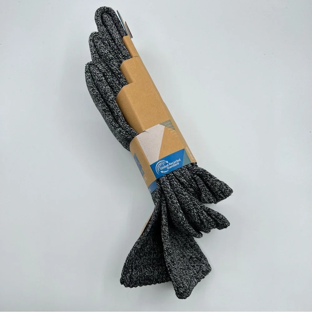 Green Treat Recycled Yarns Heathered Grey 3 Pairs Outdoor Socks Men’s 8-12 - Picture 4 of 6